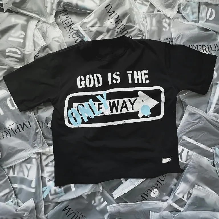 Streetwear T Shirt Y2K Hip Hop God Is The Only One Way Letter Graphic Print Oversized TShirt Men Women Gothic Short Sleeve Tops