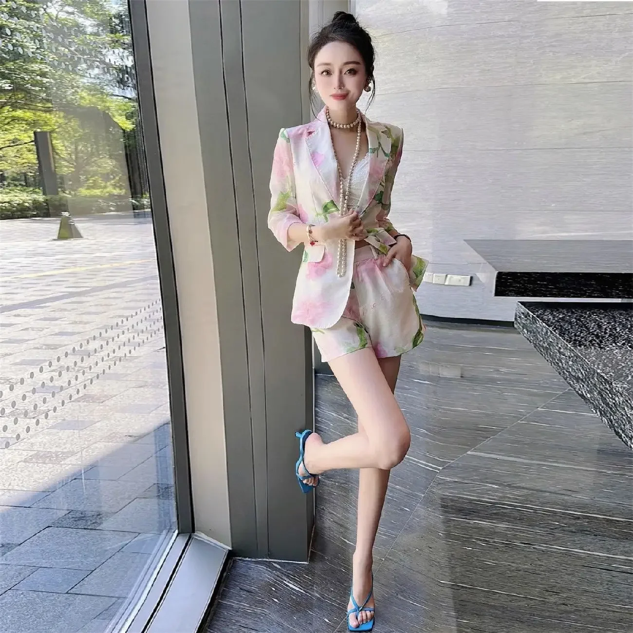 

Business Suit With Print Women's Short Sets 2 Pieces Summer Fashion 2025 Luxury New Features of Matching Novelties Female Shorts