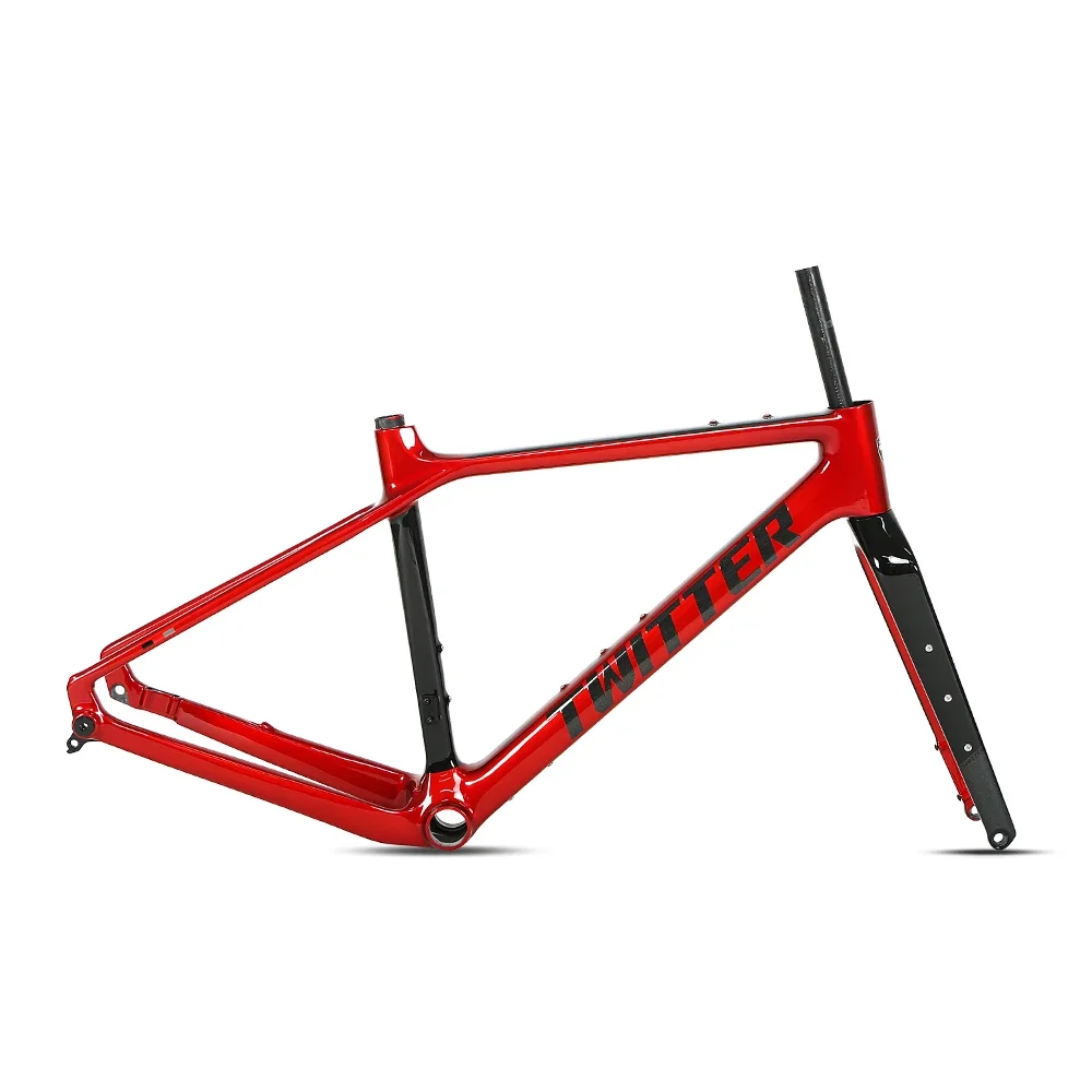 Customize Gravel Bike Frame 700*40C XC Racing Carbon Road Disc 12*142 Thru Axle Frame with Carbon Fork