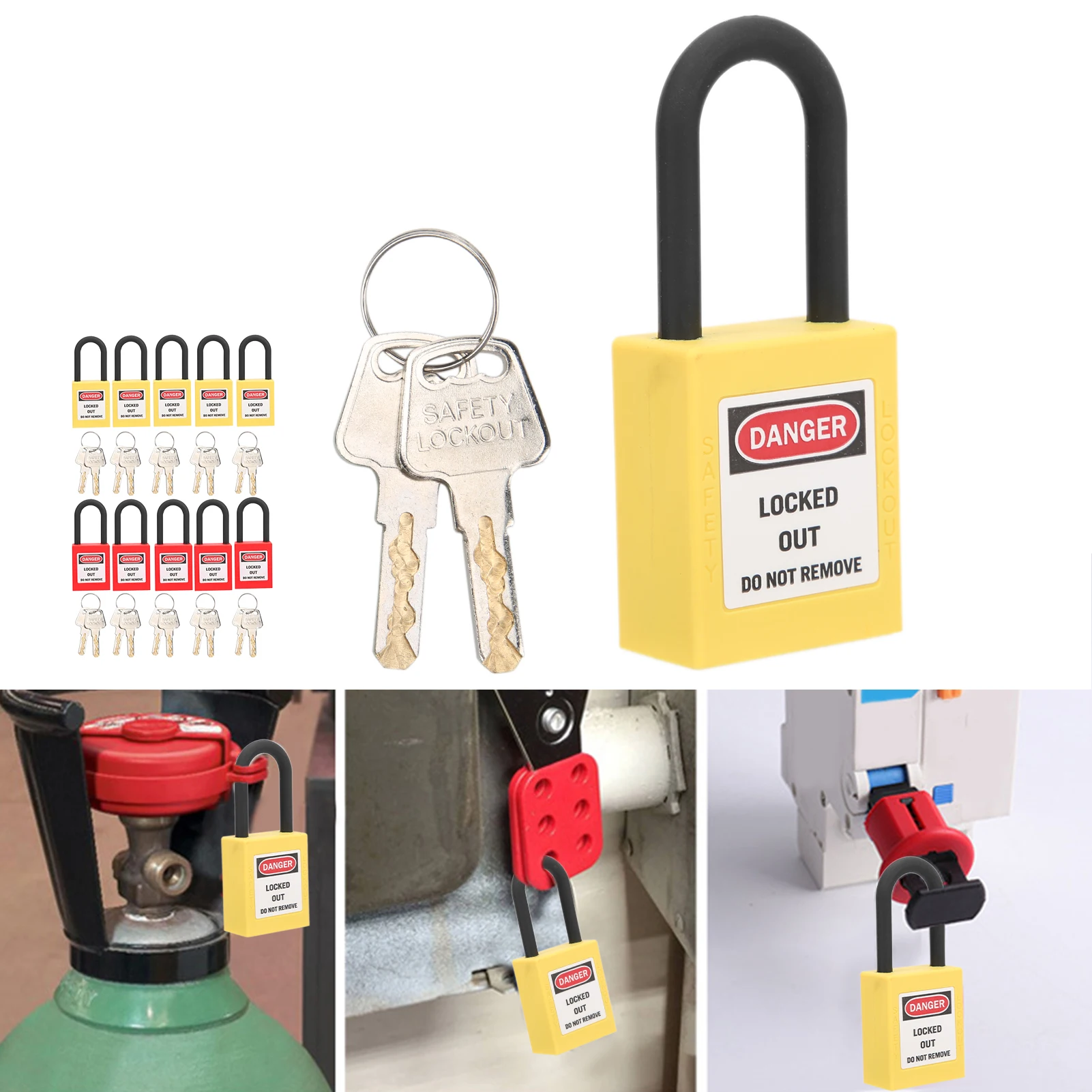 5 Sets Lockout Lock 38mm Nylon Engineered Dustproof Security Padlock for Industrial Site  Padlock
