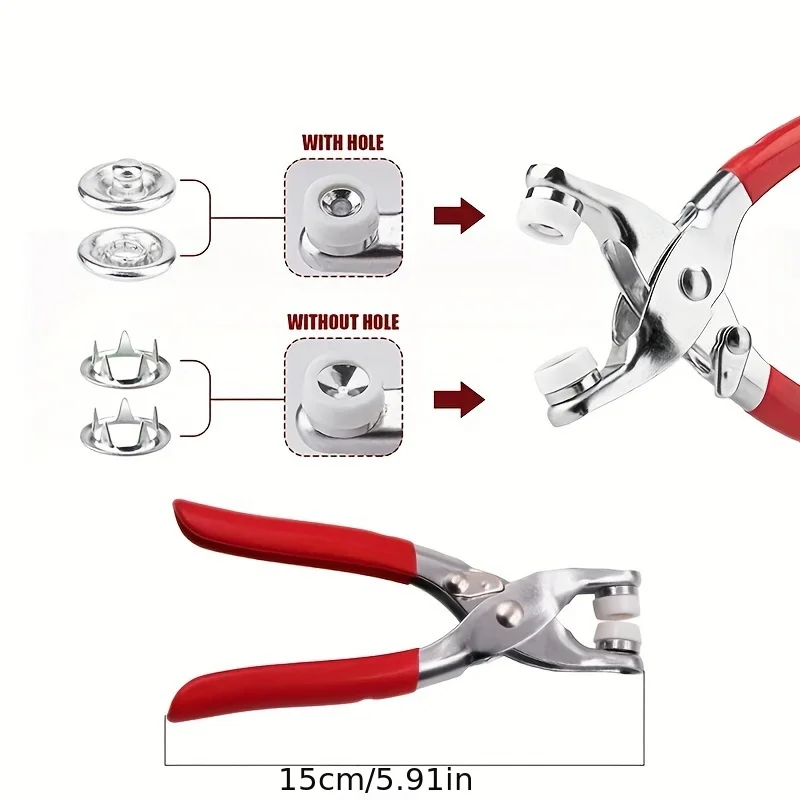 Picture 6: 100pcs Metal Sewing Buttons And 1pc Snap Fastener Pliers Set - Easy DIY Clothes Buckle Installation