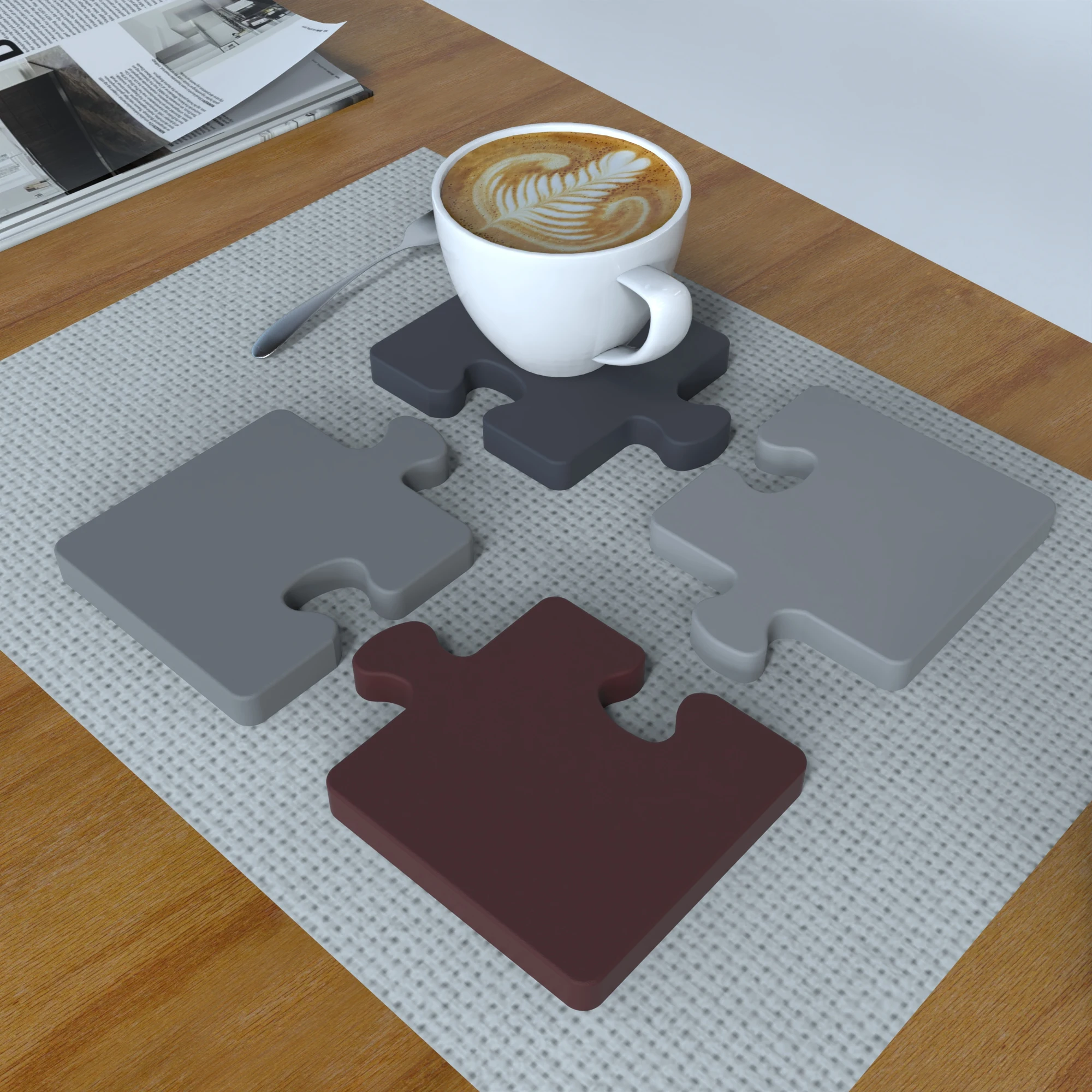 

Creative jigsaw modeling coaster silicone mold Creative niche cement cup holder base tea tray diy plaster mold