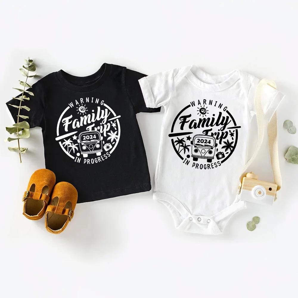 Family Trip 2024 Shirt Warning Family Trip in Progress Shirt Summer Vacation Clothes Travel Family Shirt Gift Short Sleeve Tee