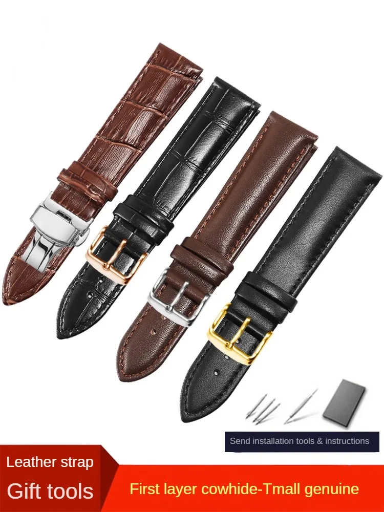 

Universal Brands Of Cowhide Buckle Watch Strap 12/13/14/15/16/17/18/19/20/21/22/23/24mm Flat Interface Genuine Leather Watchband