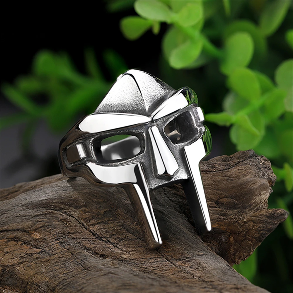 Anillos Retro con máscara MF DOOM para hombre, estilo gladiador Punk, faraón egipcio, anillo masculino de Hip Hop, joyería para Halloween,