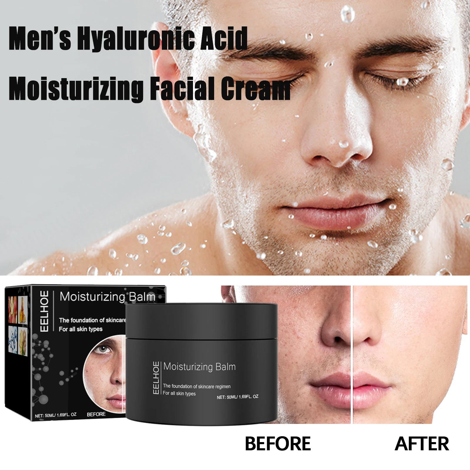 

Men's Treatment Face Cream Hyaluronic Acid Deep Nourishing Moisturize Facial Care Cream Repairing Damaged Dry Skin Facial Care