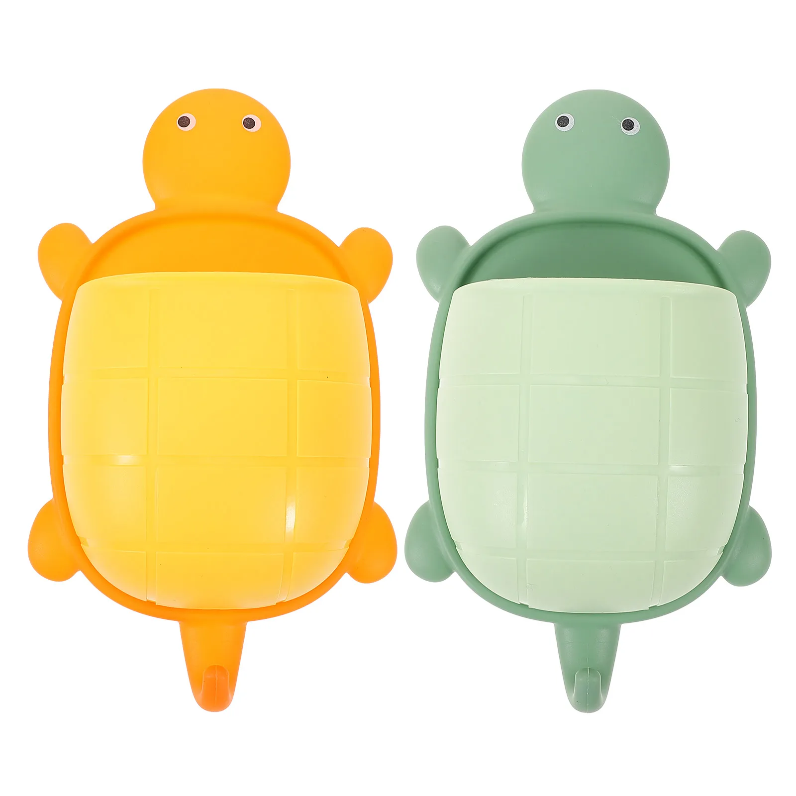 

2pcs Bathroom Rack Hanging Shelves Cartoon Turtle Toothbrush Razor Holder No Drill Wall Mount Orange Yellow Green Tone Storage