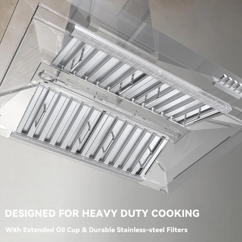 Hermitlux-Hotte de cuisine murale en acier inoxydable, 30 po, ventilateur accessible à 3 vitesses, cati ons de cuisinière convertibles canalisés, sans conduit