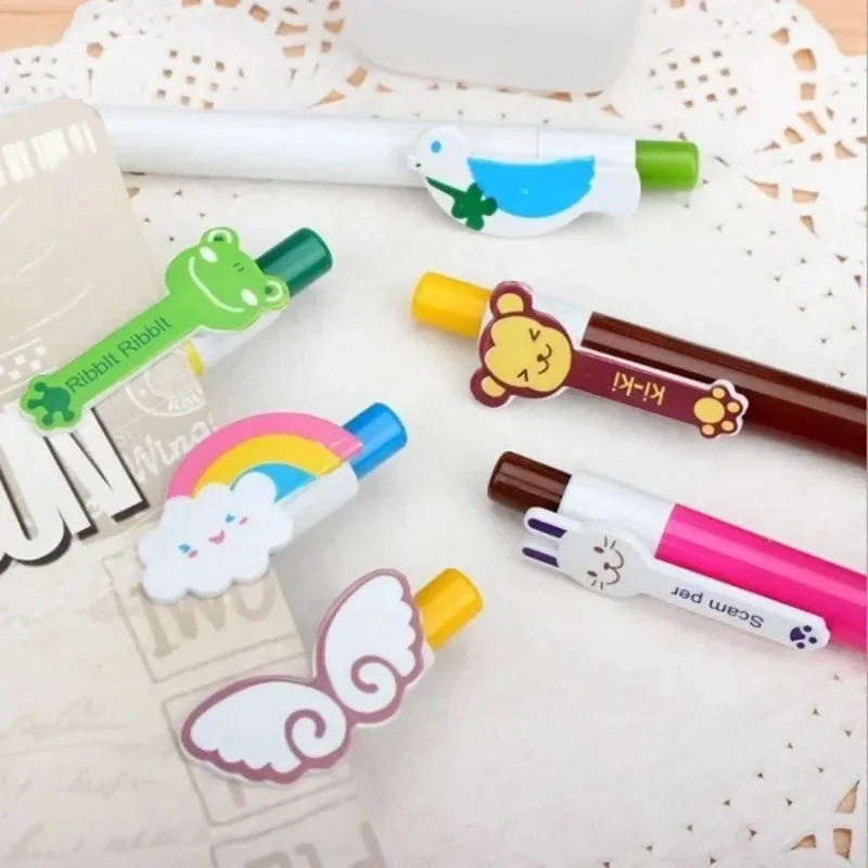 Imagem -06 - Animal Cartoon Caneta Esferográfica Coelho Sapo Macaco Caneta Esferográfica Escrita Criativa Papelaria Bonito Bookmark Clip Material Escolar Pcs