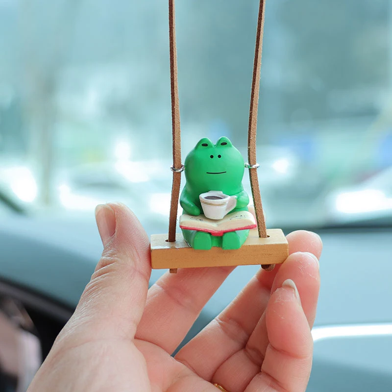 Car Rearview Mirror Pendant Swinging Frog Rear View Mirror Swinging Frog Charm Pendant Cute Interior Rearview Mirror Decoration