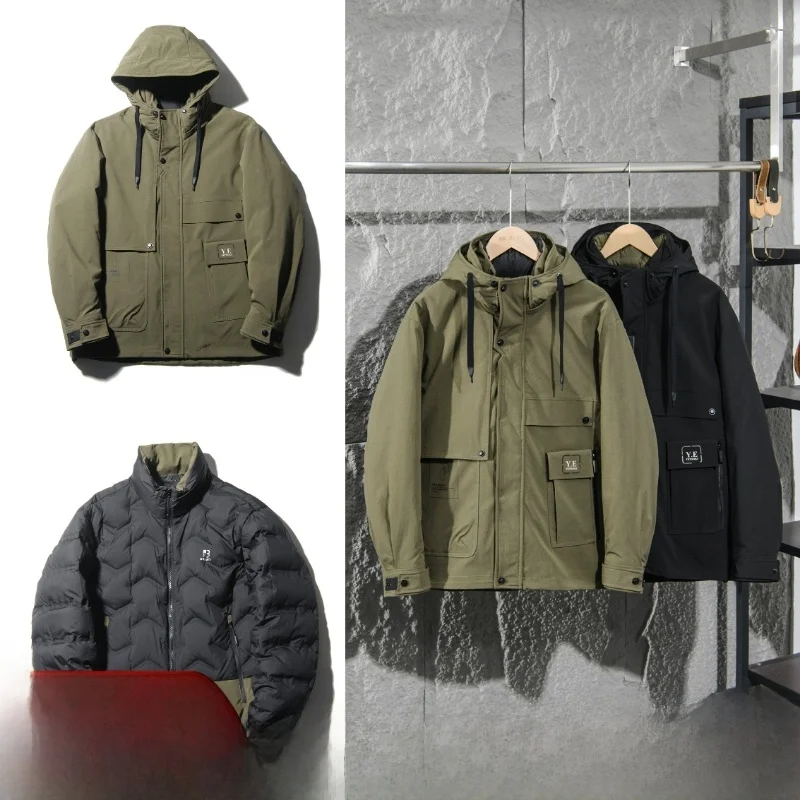 

Tee-in-One Men's down Jaet Detachable Inner Waterproof Windproof Warm Outerwear Urban Casual Daily Wear Polyester ...