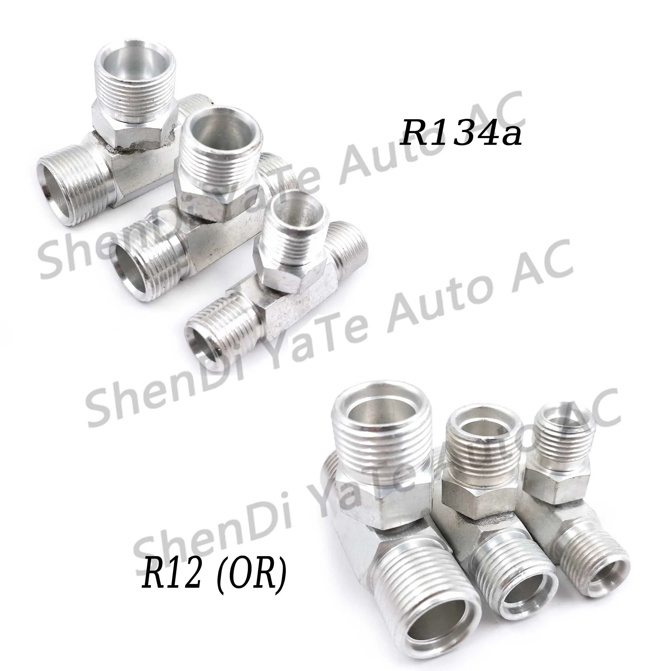 15pcs R12 R134a  #6 #8 #10 Auto A/C Outer Screw Tee Pipe Joint A/C Hose Connector Fixture Aluminum 3 Way Fitting Kit