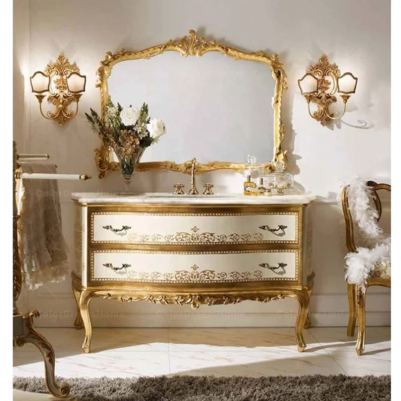 French luxury bathroom furniture golden bathroom vanity cabinets