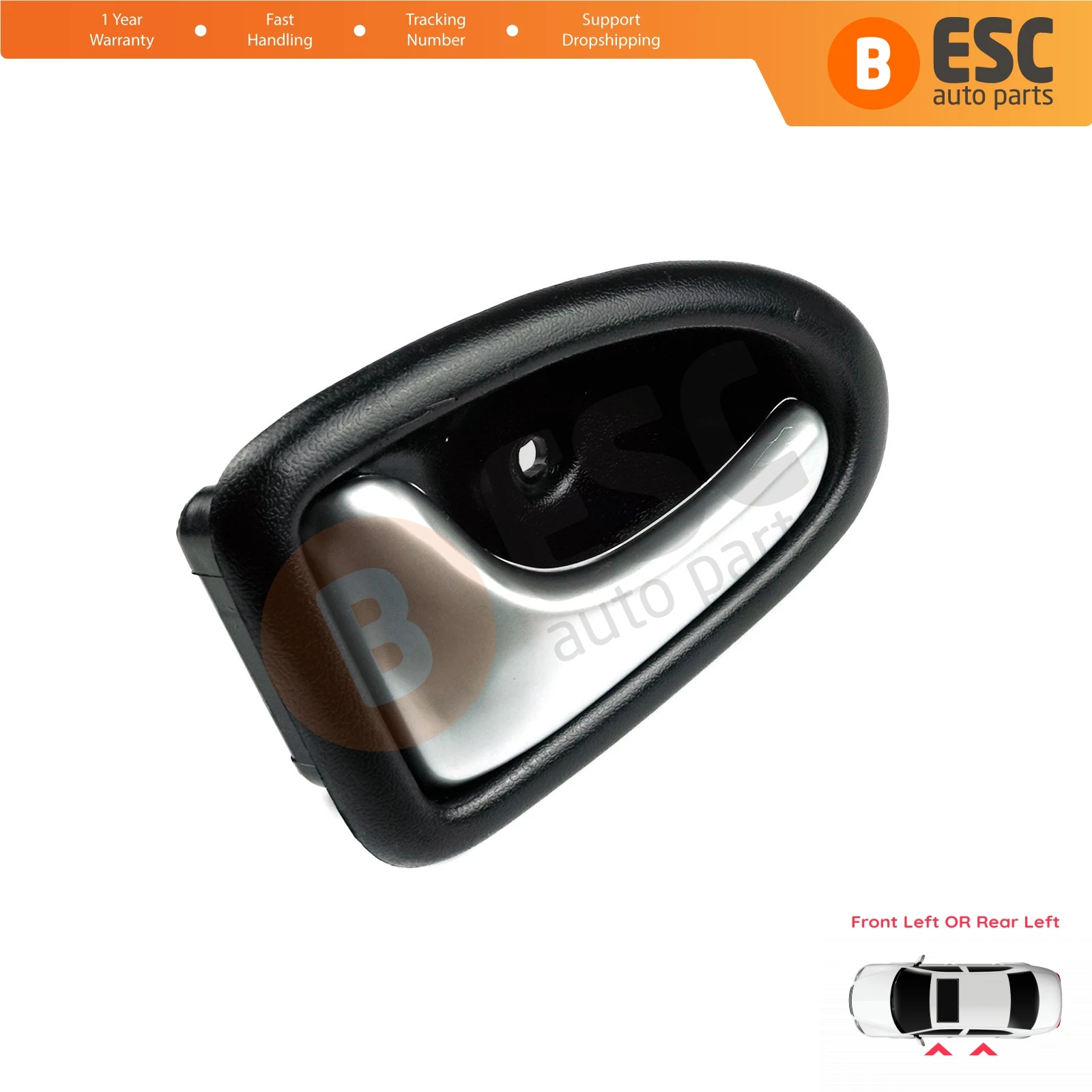 EDP79 Interior Door Handle Left Chrome Black 7700434716 for Renault Clio 2 Scenic 1 Trafic Logan 1 Daily 3 Master 2 Movano A