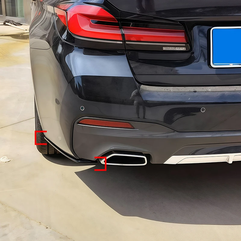 For BMW G30 G31 F90 M-Sport 2017 To 2023 High Quality Rear Bumper Side Splitters Flaps Corner Guard Protector Lip Glossy Black