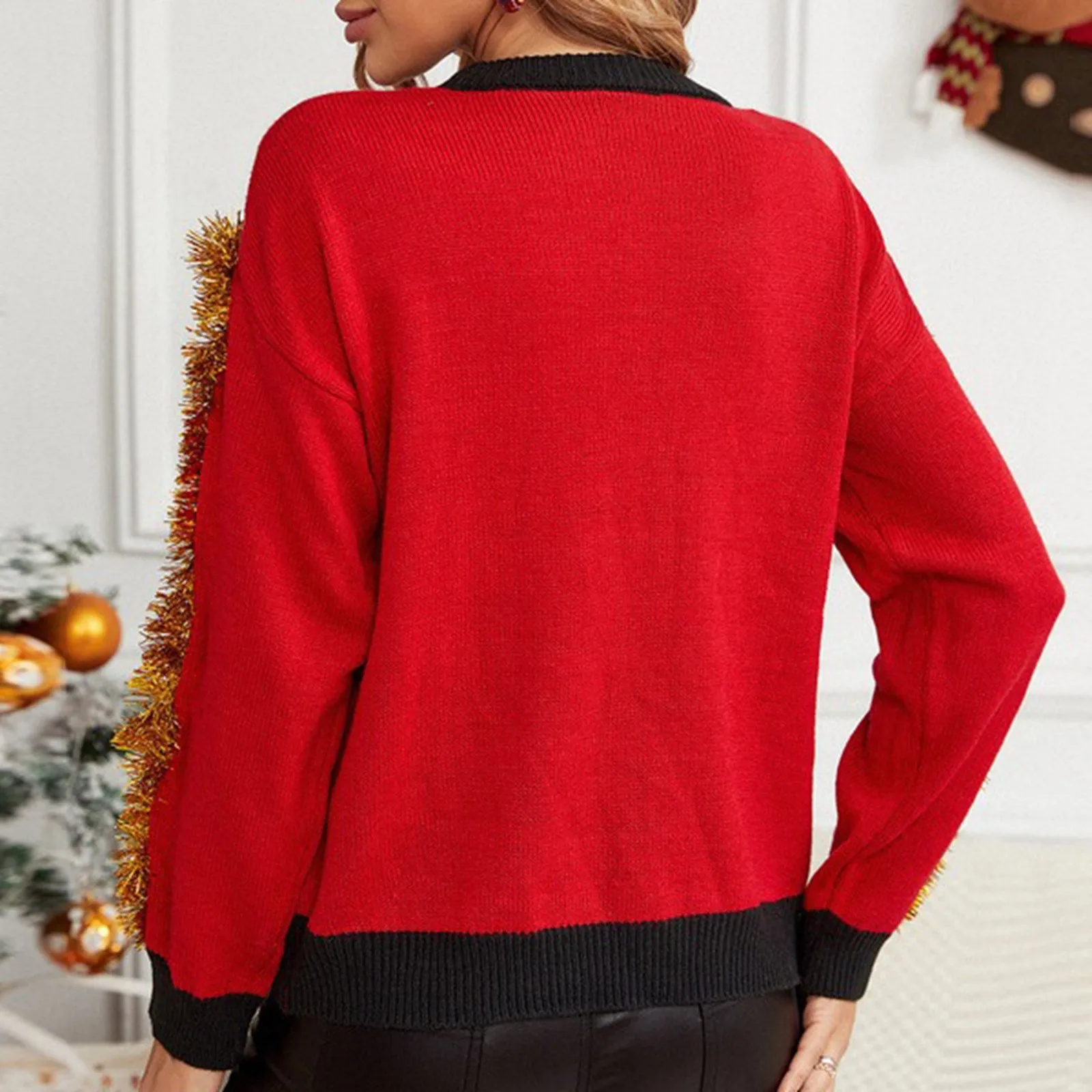 Pull de Noël Jacquard Brodé pour Femme, Tricots Multi-152, Vêtements Personnalisés