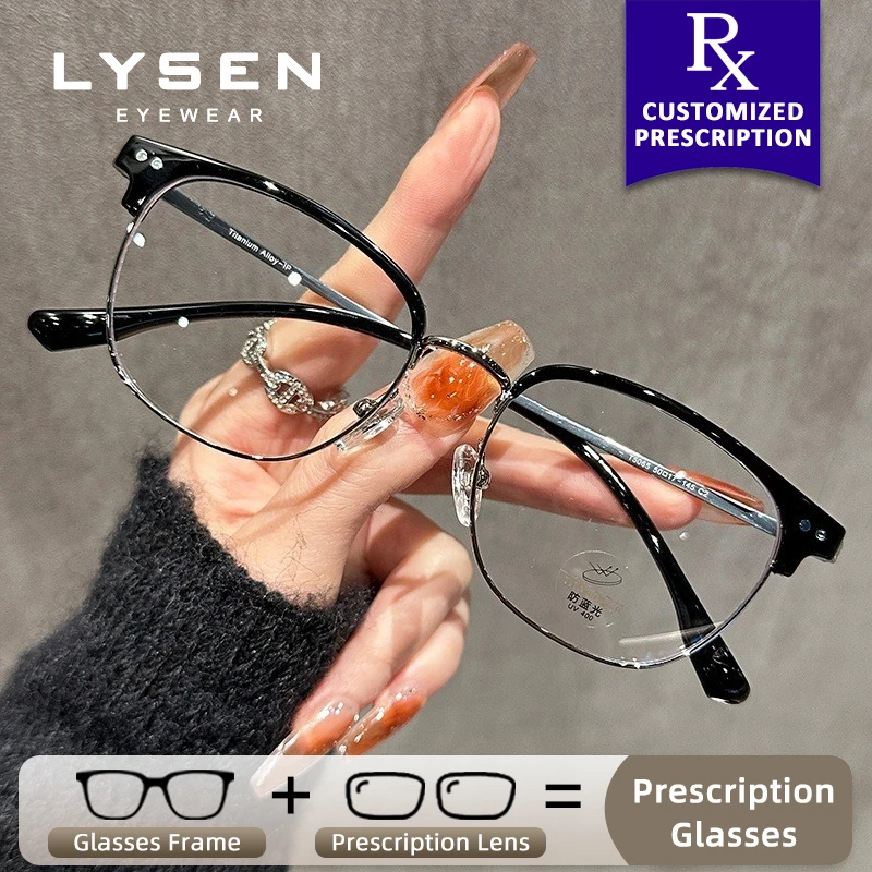 

LYSEN Fashion Half Frame Unisex Photochromic Myopia Glasses with Prescription Lenses Anti Blue Light Progressive Reading Eyewear