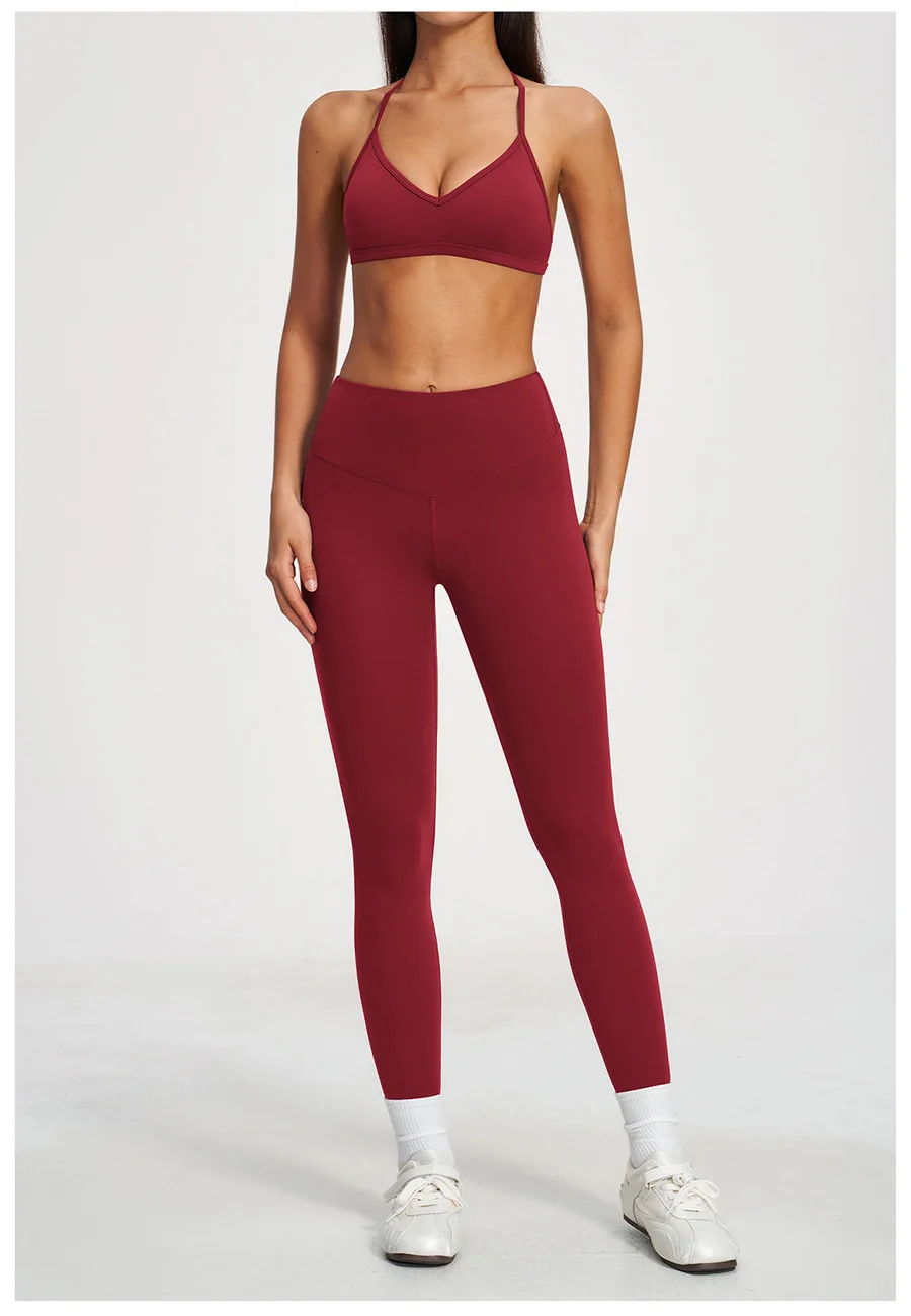 Yoga-Set 2-teilig Damen Fitness Sportbekleidung Naked Feel Sport-BH Gym Laufhose Po-Formende Leggings Workout-Outfit Activewear – Detail 4