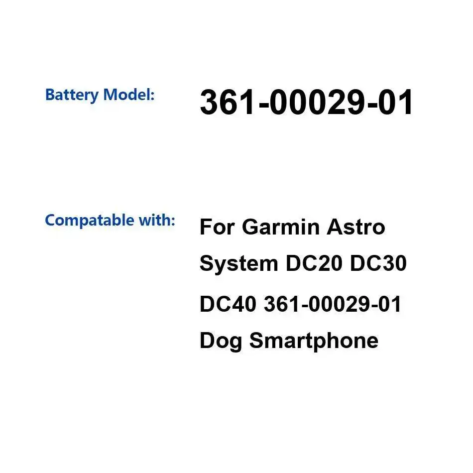 

Надежный источник питания 2400 мАч для Garmin Astro DC20 DC30 DC40 361-00029-01, аккумулятор для системы отслеживания собак и домашних животных