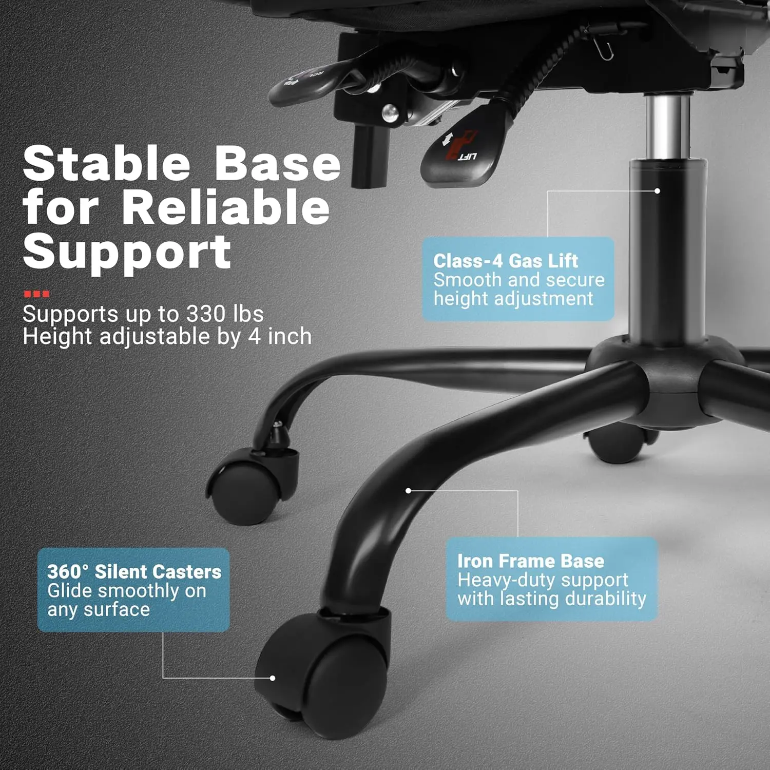 Gaming Chair with Footrest and Lumbar Support, Height Adjustable Chair with 360°Office Desk Chair,Heavy Duty 330lbs Computer Cha view 4