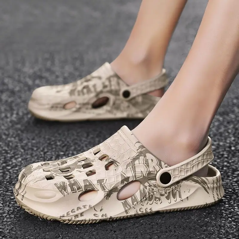 

Пляжные мужские тапочки с отверстиями на платформе, противоскользящие уличные элегантные повседневные шлепанцы Mascullino Eva, дизайнерская роскошная мужская обувь в стиле 2025 г.