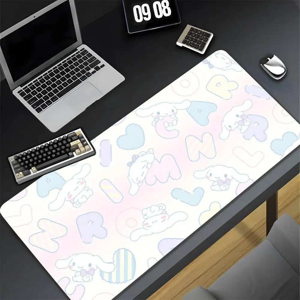 Cinnamoroll Mouse Pad para Gamer, DIY Foto Personalizada, Tapete de Mesa para PC Gaming, Computador, Otaku Bloqueio Borda, Notebook, XXL