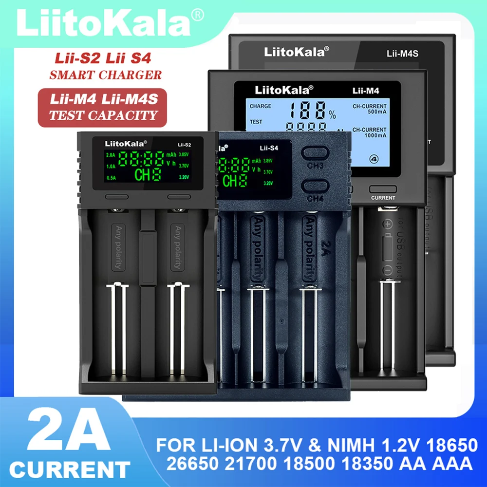 LiitoKala Lii-S2 Lii-S4 Lii-M4 Lii-M4S 18650 Multifunctional Battery Charger For 3.7V 26650 21700 18350 1.2V AA AAA And Other