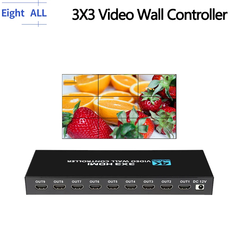 3X3 Video controller HDMI DVI  2x4 4X2 Screen Splitter Video wall Processor 2 Input 9 Outputs multi video screen processor