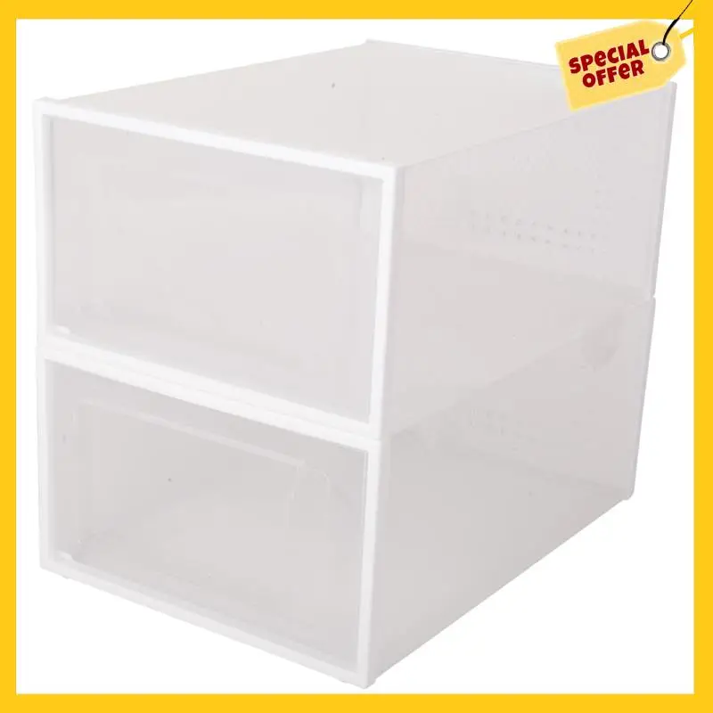 

5 PCS Transparent Shoe Box Storage Box Drawer-Type Plastic Shoe Rack Transparent Shoe Cabinet Online Celebrity Shoe White