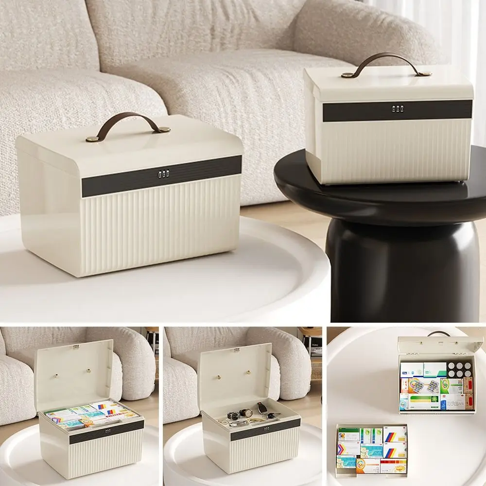 

Three Digit Password Lock Safe Box Lockable Large Capacity Lock Box Two Layers Privacy Security Cash Jewelry Organizer Case