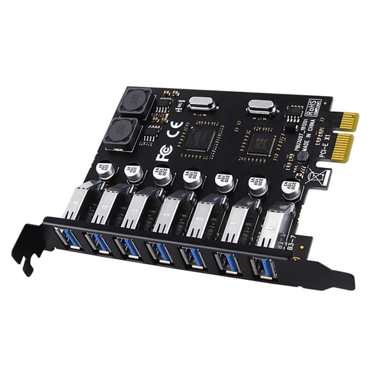 데스크탑 PC용 USB 3.0 PCI 익스프레스 어댑터, PCI e-7 포트, USB 3 확장 어댑터 카드, USB3 PCIe PCI-e x1 컨트롤러 컨버터