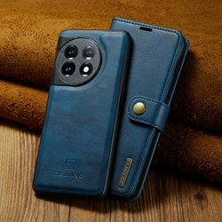 Detachable Cow Genuine Leather Wallet Case Book With Kickstand For OnePlus 13 12 11 10 Pro Magnetic Card Holder Flip Cover
