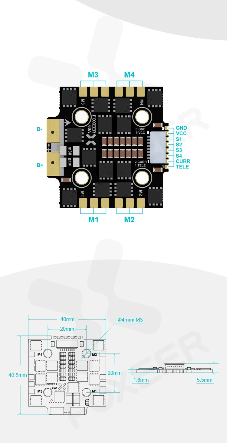 FOXEER Reaper F4 ESC 45A 60A 65A 128K Upgraded Continuous Peak 100A 3-8S