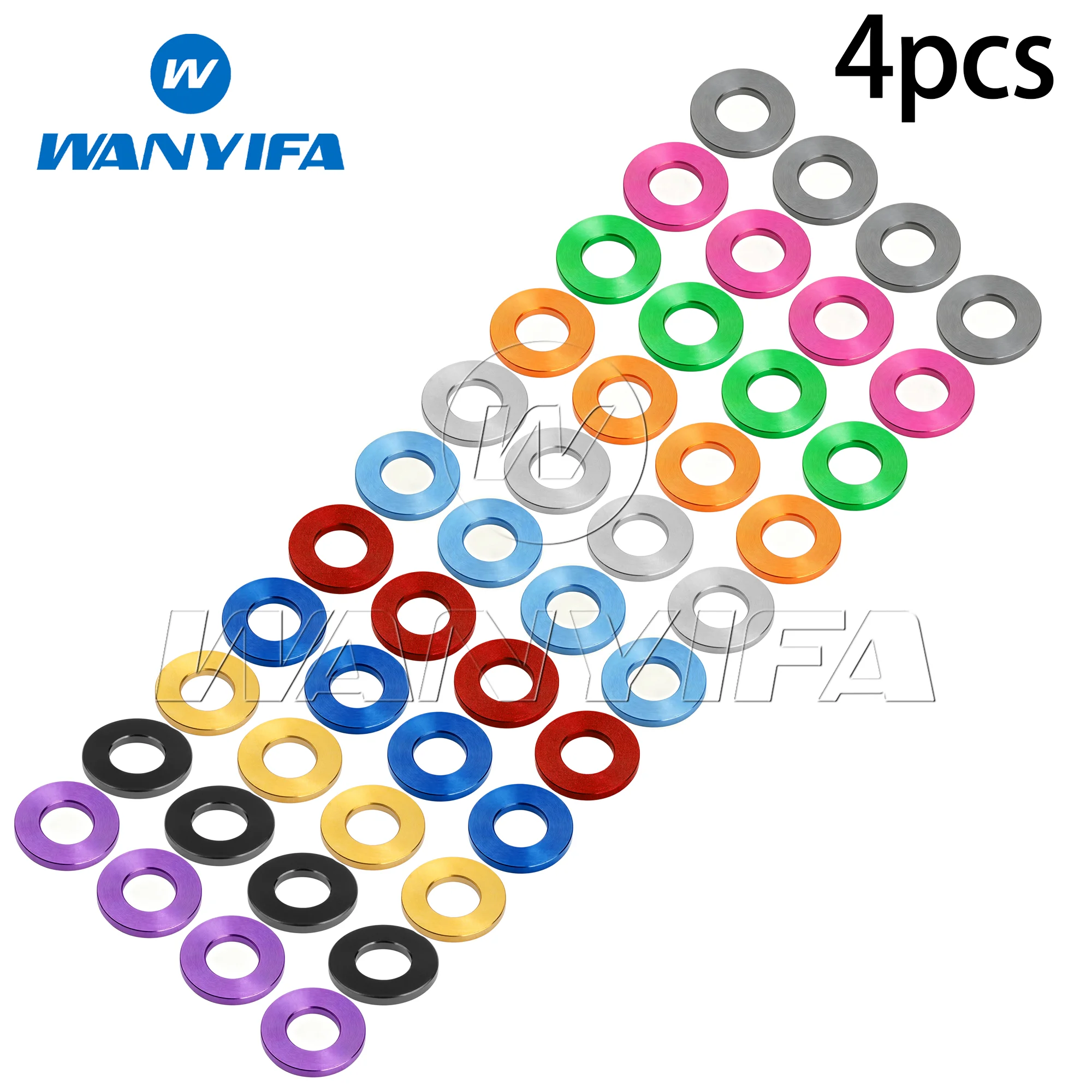 Wanyifa Aluminum Alloy Flat Washers M3, M4, M5, M6, M8  Thickened Universal Bolt   Screw Washers 4pcs