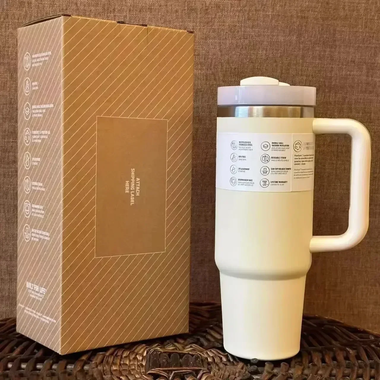 2025 40oz Vacuum Insulated Car Mug For  Double Wall Thermal Iced Travel Cup and Tumbler Straw Lid Stainless Steel