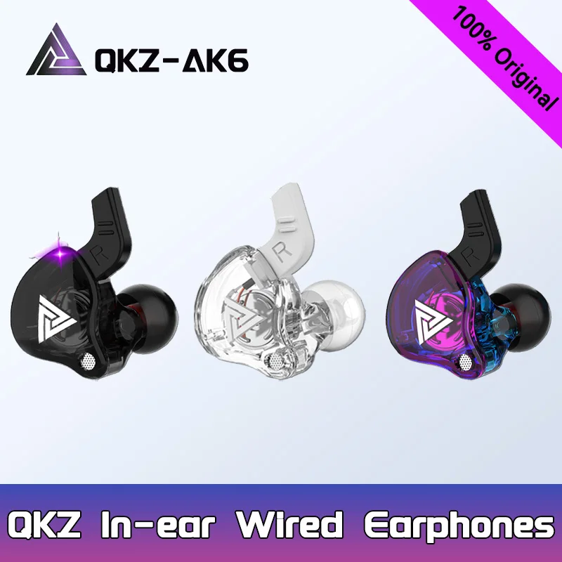 QKZ AK6 Dynamics Earphone 3.5mm Universal HIFI Stereo With MIC Headset In-ear Noise Reduction Sports Headphone For Phones Tablet