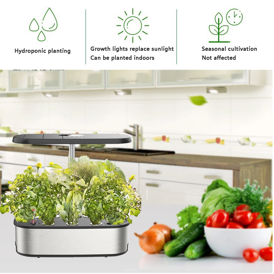 Kit de sistema de cultivo hidropónico, equipo de plantador de verduras inteligente con luces LED para hierbas de interior y jardín, 12 cápsulas, nuevo