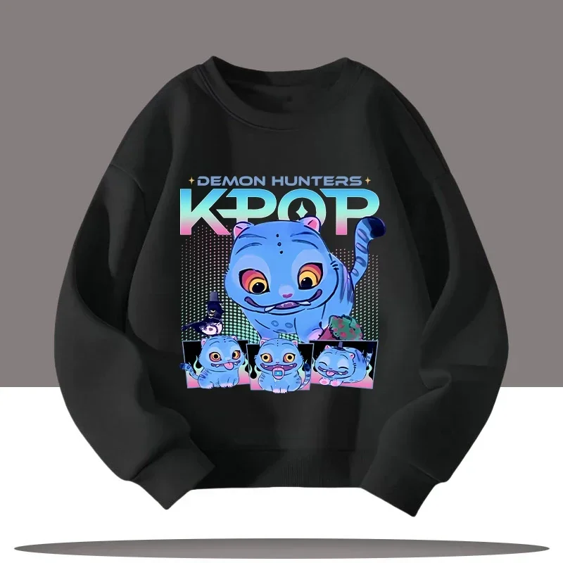 

2026 Cute Girl Casual Top Interesting K-pop "Demon Hunter" Autumn/Winter Children's Round-neck Sports Shirt with Cartoon Print