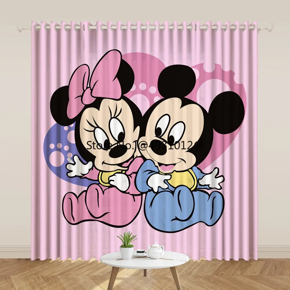 Disney Digital Printed Brushed Shading Curtains Mickey Mouse Bedroom Custom Blackout Curtain Cartoon Window Drapes