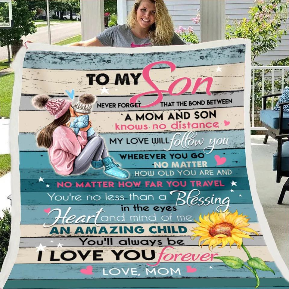 To My Daughter Son Blanket Soft Flannel Blanket Sofa Bed Cover Express Love Message Nap Blanket Christmas Gift for Wife Husband