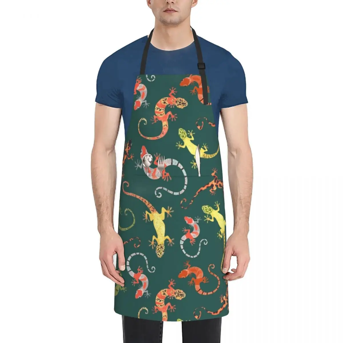 

Gecko madness Apron Professional Barber kitchen utensil Apron