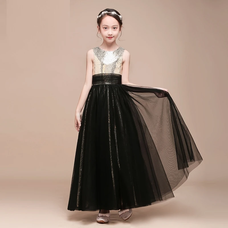 Flower Girl Dresses Piano Costume Children's Choir Performance Long Concert Host Conductor Gown