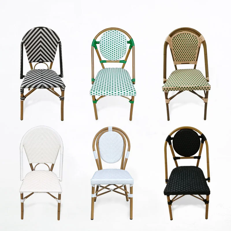 Outdoor Garden Rattan Dining Chairs Lounge Dinette Fashionable Floor Dining Chairs Individual Occasional Sillas Furniture