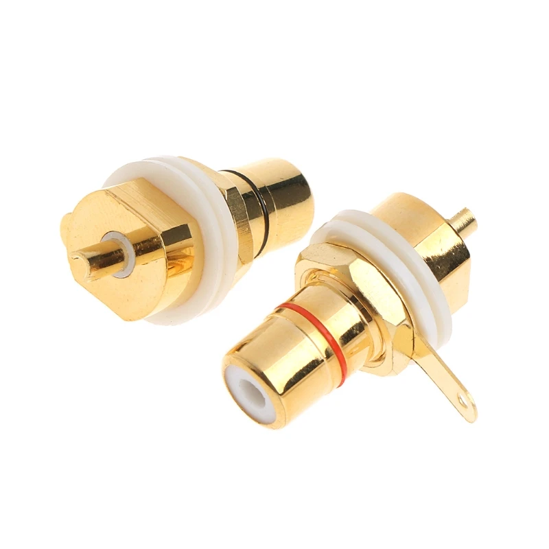 ADWE 2 Pcs CMC Gold Plated RCA Female Phono Panel Mount Chassis Connector