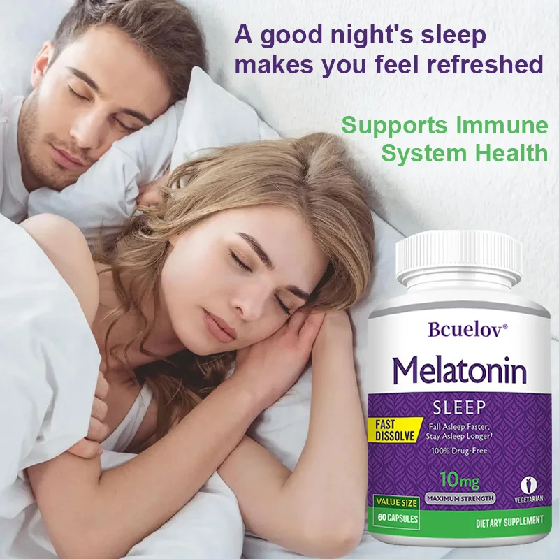 Melatonin 10mg Capsules - Relieves Insomnia, Promotes Sleep Quality, Prolongs Sleep Time, Relaxes The Mind, 120 Capsules