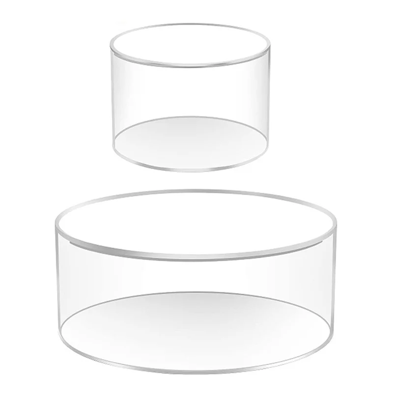 2Pcs Acrylic Fillable Cake Display Board Clear Round Fillable Cake Stand Display Box for Wedding Birthday Party