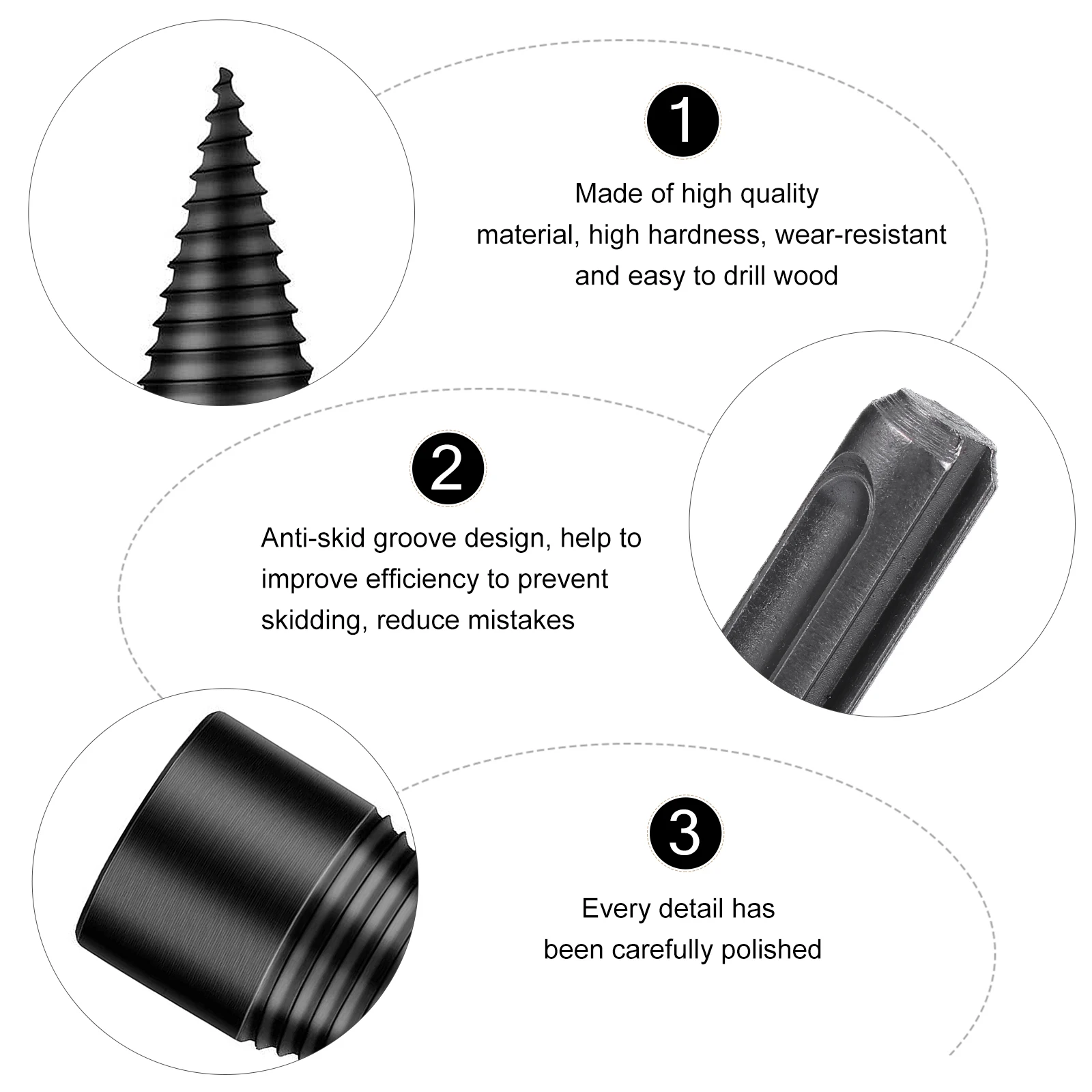 

4Pcs Splitting Wood Cone Drill Bit Efficient Hardwood Splitter Antislip Design Woodworker Tool Splitting Wood Drill Bit