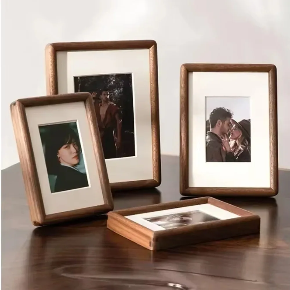Fashion 6/7/8 Inch Black Walnut Photo Frame Simple Simulation Wood Picture Frame Handmade Mortise Tenon Photo Frame