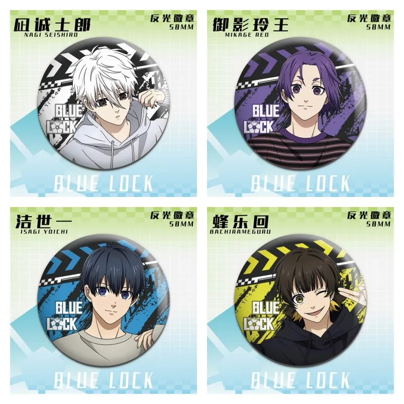 Hot Anime BLUE LOCK Figures Nagi Seishiro Mikage Reo Isagi Yoichi Cosplay Metal Badge Bag Pins Fans Brooch Christmas Gifts