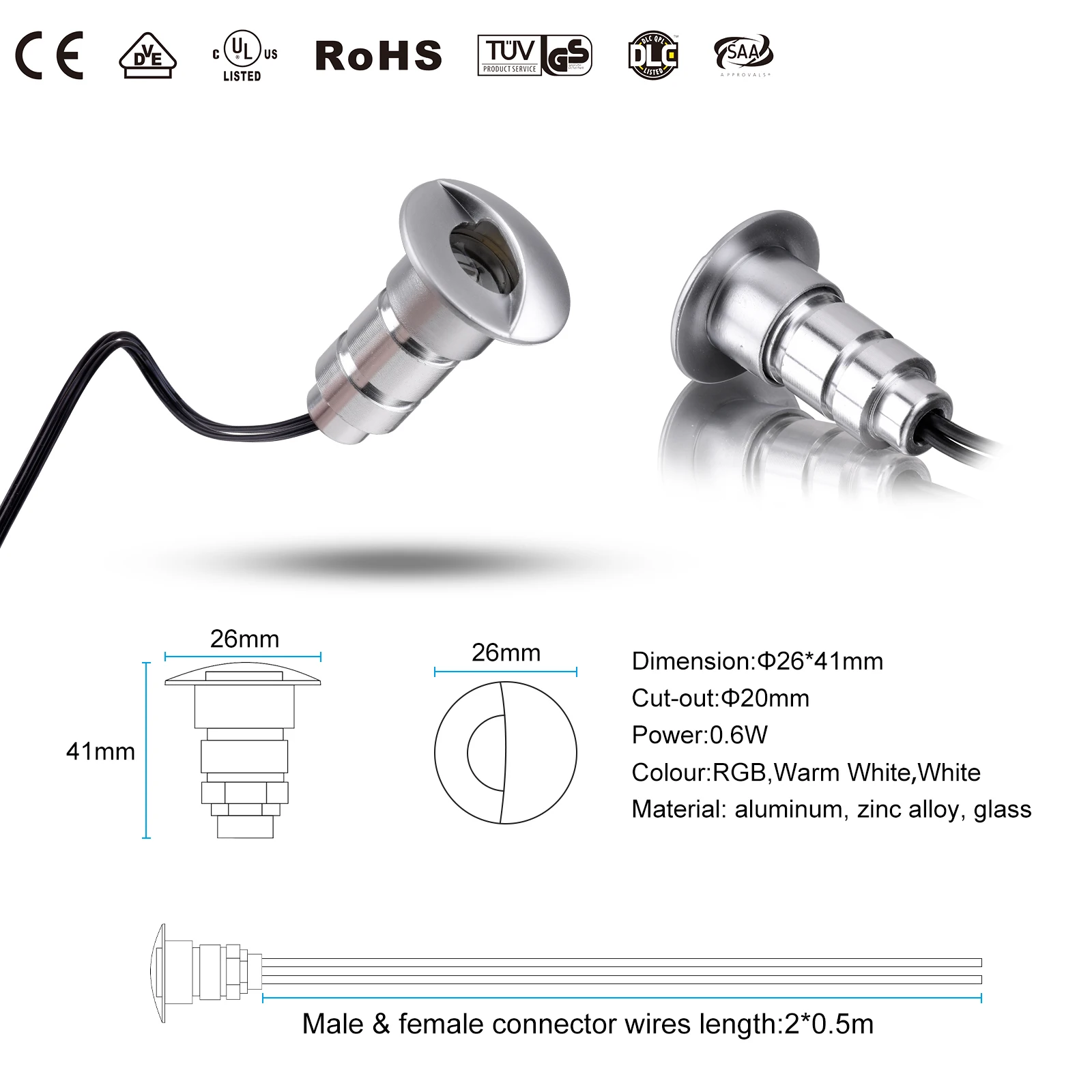 QACA LED Recessed Deck Lights for Home Garden Decoration Aluminum Zinc Alloy Stairs Lighting DC12V Floor Porch Yard Patio Lamps